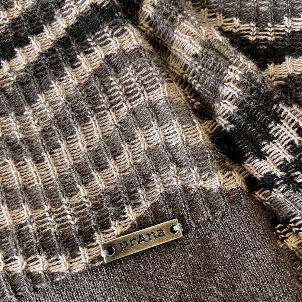 PRANA Meryl Hooded Sweater Dress Gray Chevron Stripes Knit Hoodie Medium - Picture 13 of 16